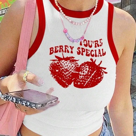 Red and White Graphic Tank Top - Picture 2 of 5